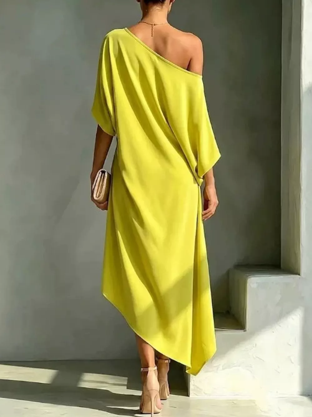 Full Size One-Shoulder Asymmetric Hem Midi Dress Plus Size, image 9