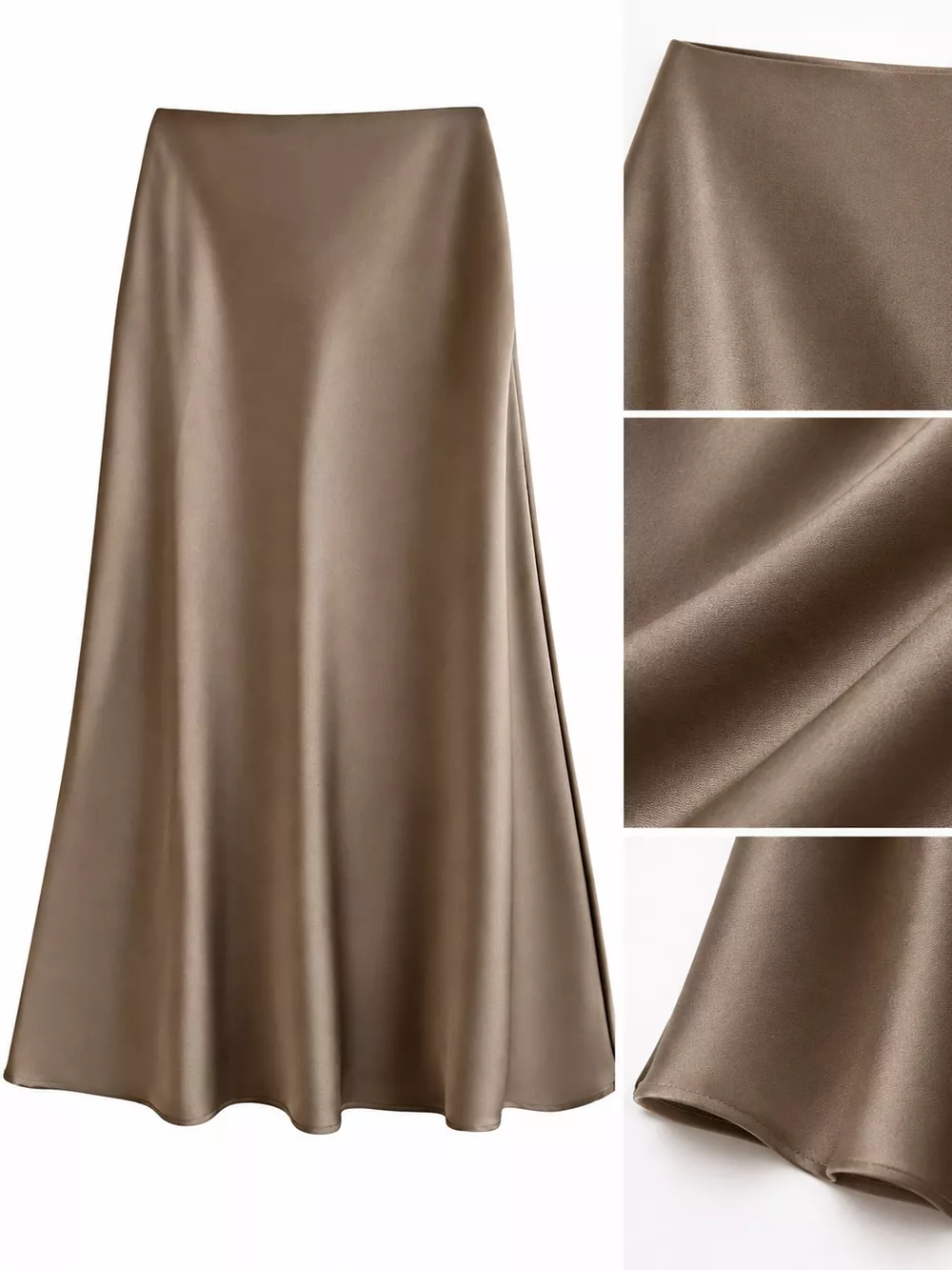 Full Size High-Waisted Satin Midi Skirt Plus Size, image 11