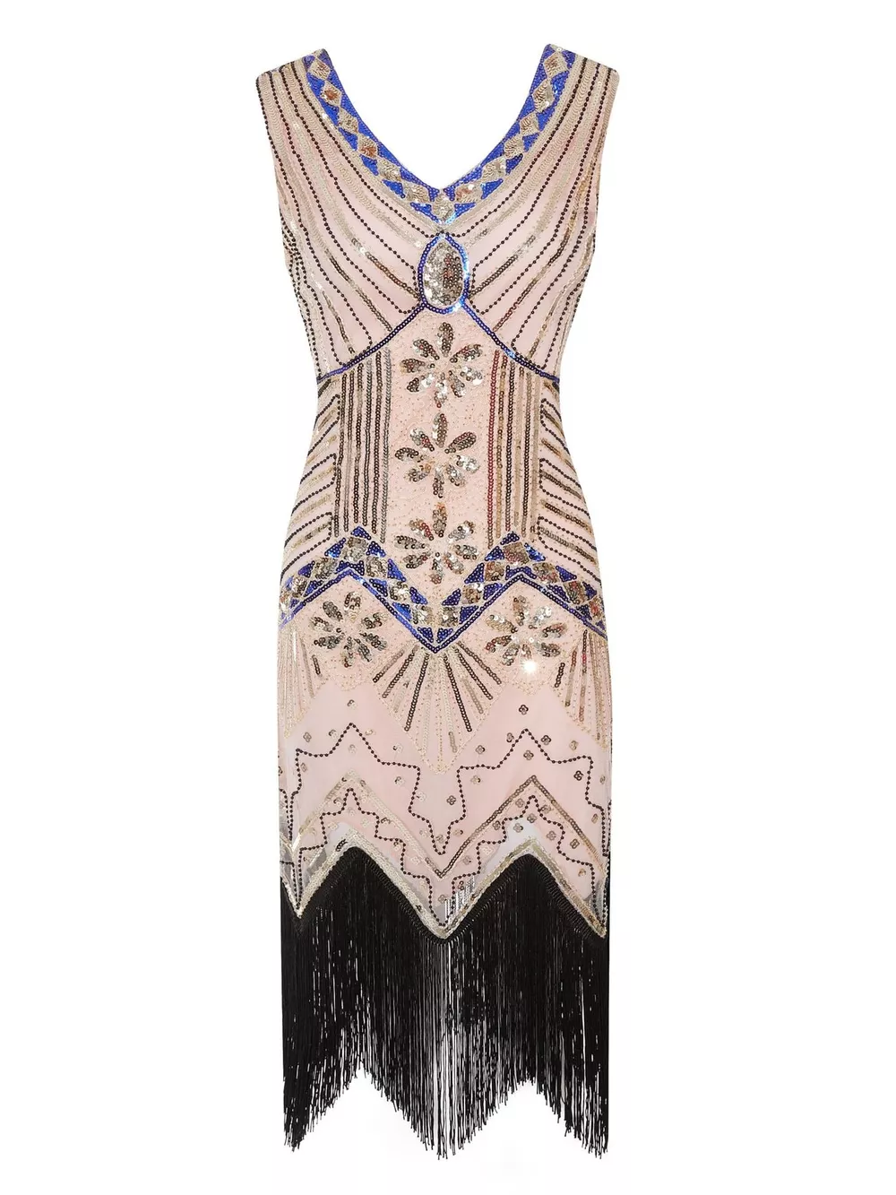 Full Size Sequin Fringe Hem Sleeveless Dress Plus Size, image 9