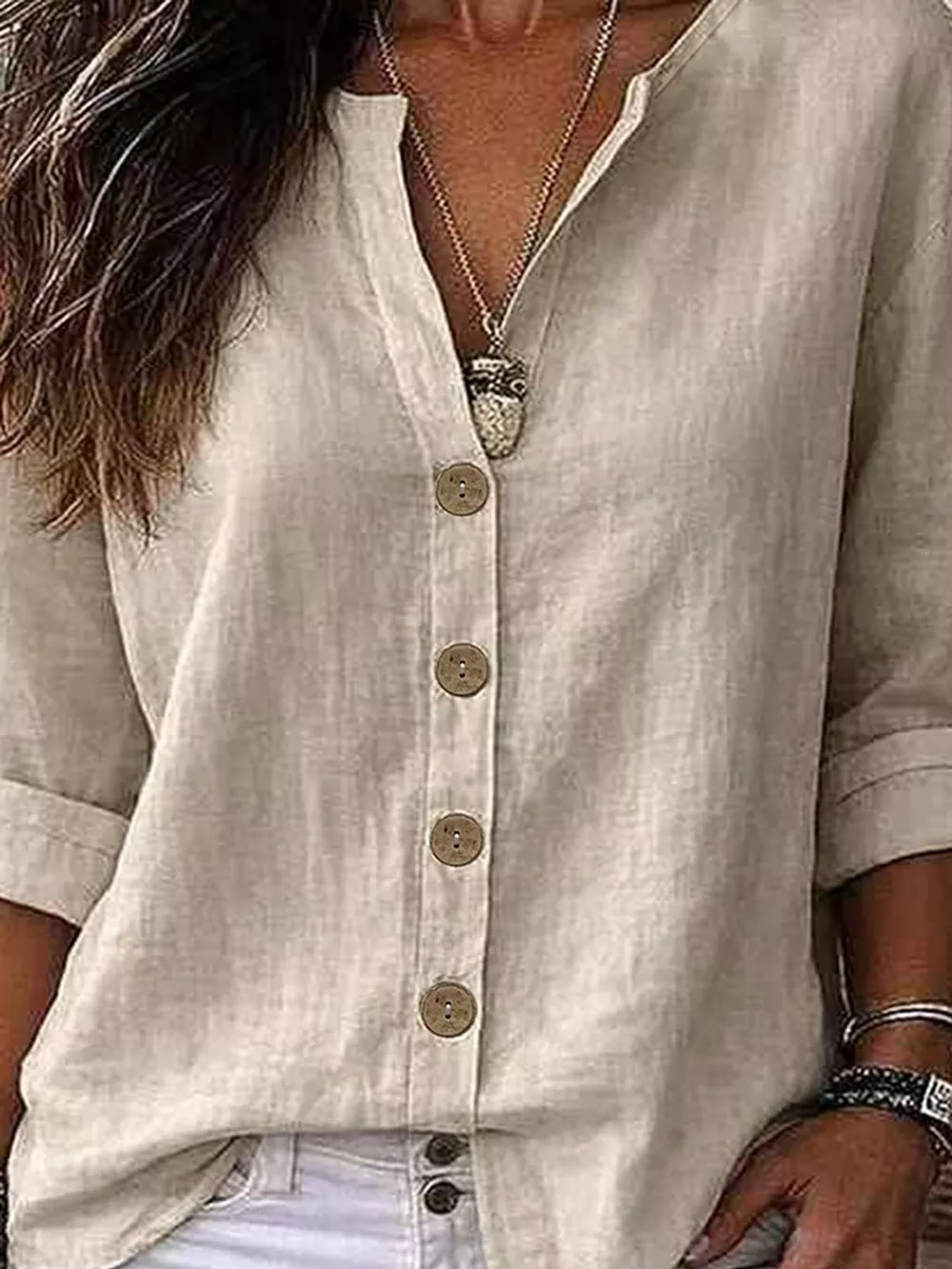Notched Button Down Shirt, image 3