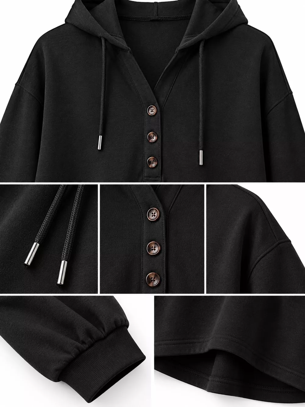 Drawstring Dropped Shoulder Hoodie, image 5
