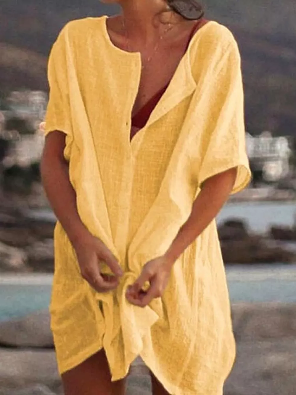 Full Size Casual Loose Fit Beach Short Sleeve Shirt Plus Size, image 7