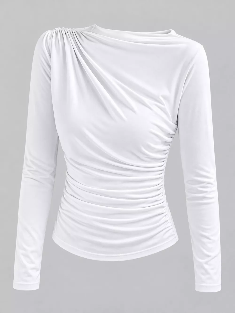Ruched Long Sleeve Slim-Fit T-Shirt, image 14