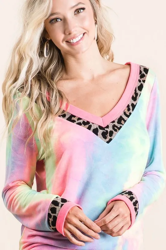 Tie Dye Terry V-Neck Top, image 4