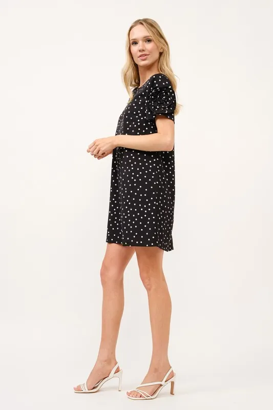 Embellished Sleeve Polka Dots Shift Dress, image 9