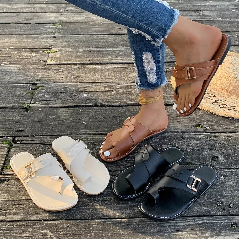 Toe Loop Buckle Decor Sandals, image 9