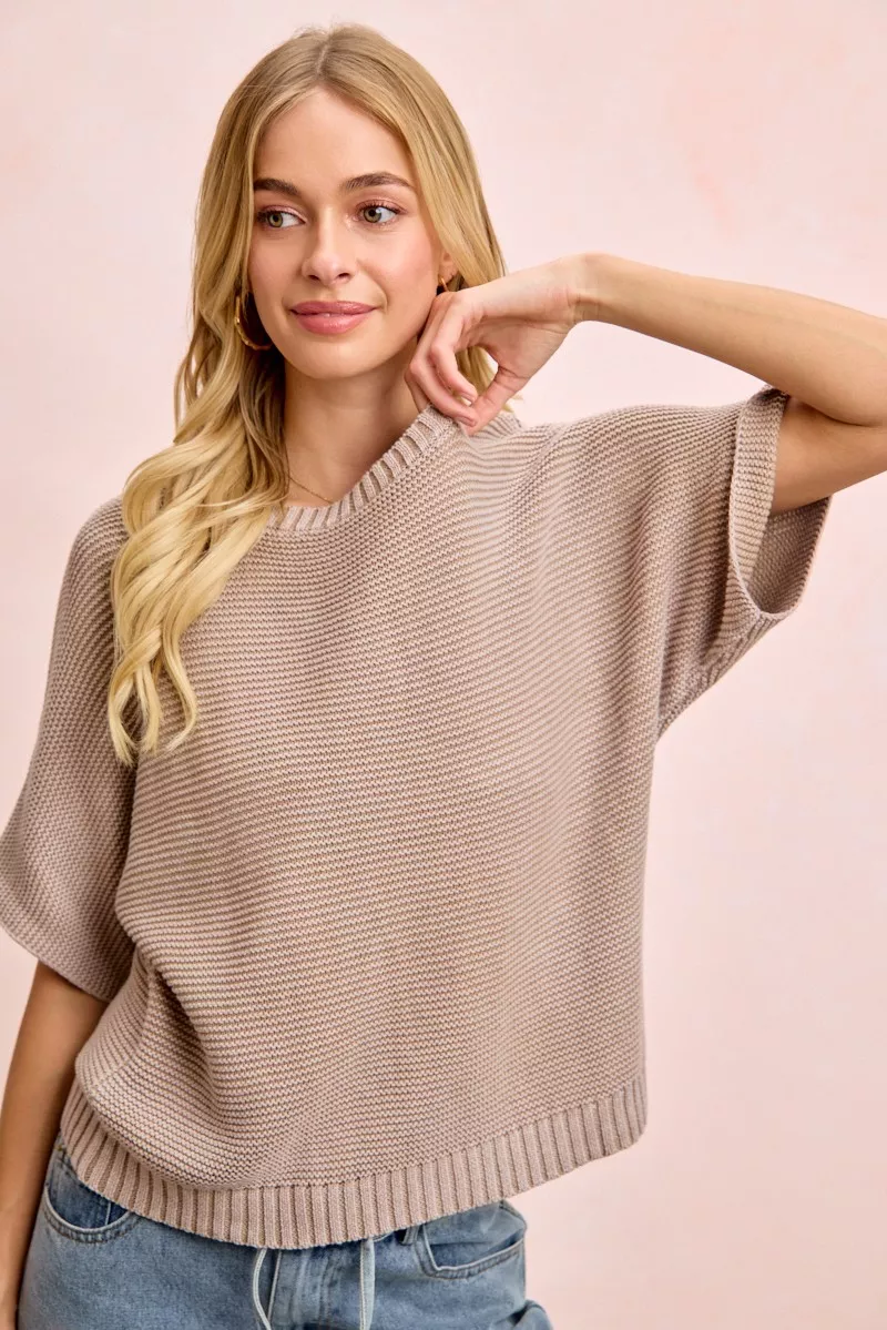 BiBi Short Dolman Sleeves Washed Knit Top, image 14
