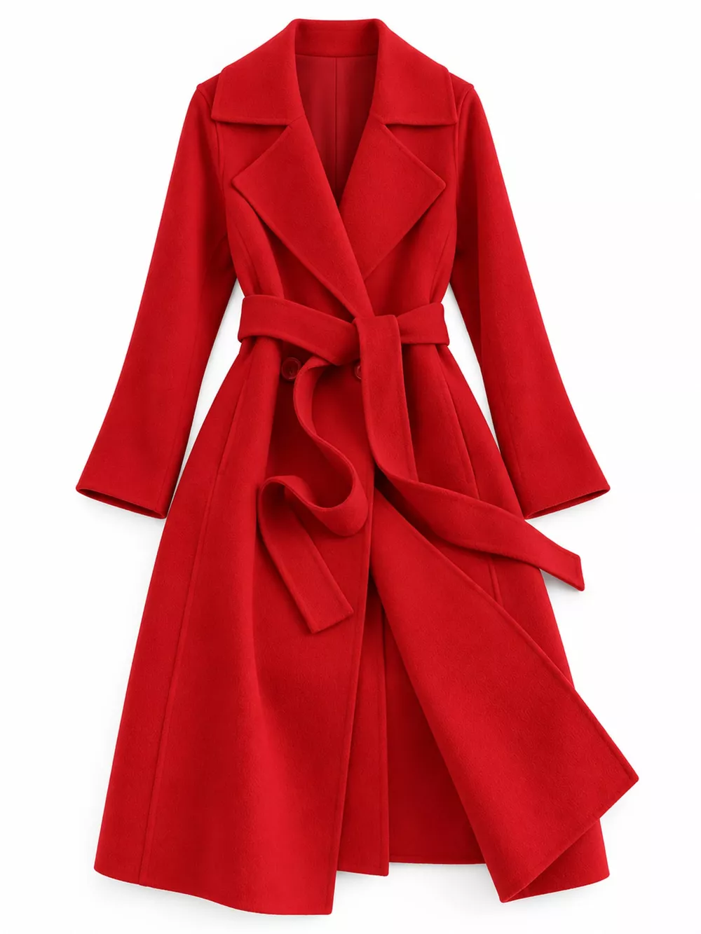 Longline Wool Coat with Waist-Defining Belt, image 15