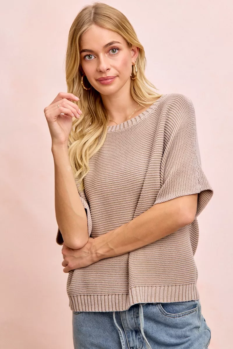 BiBi Short Dolman Sleeves Washed Knit Top, image 12