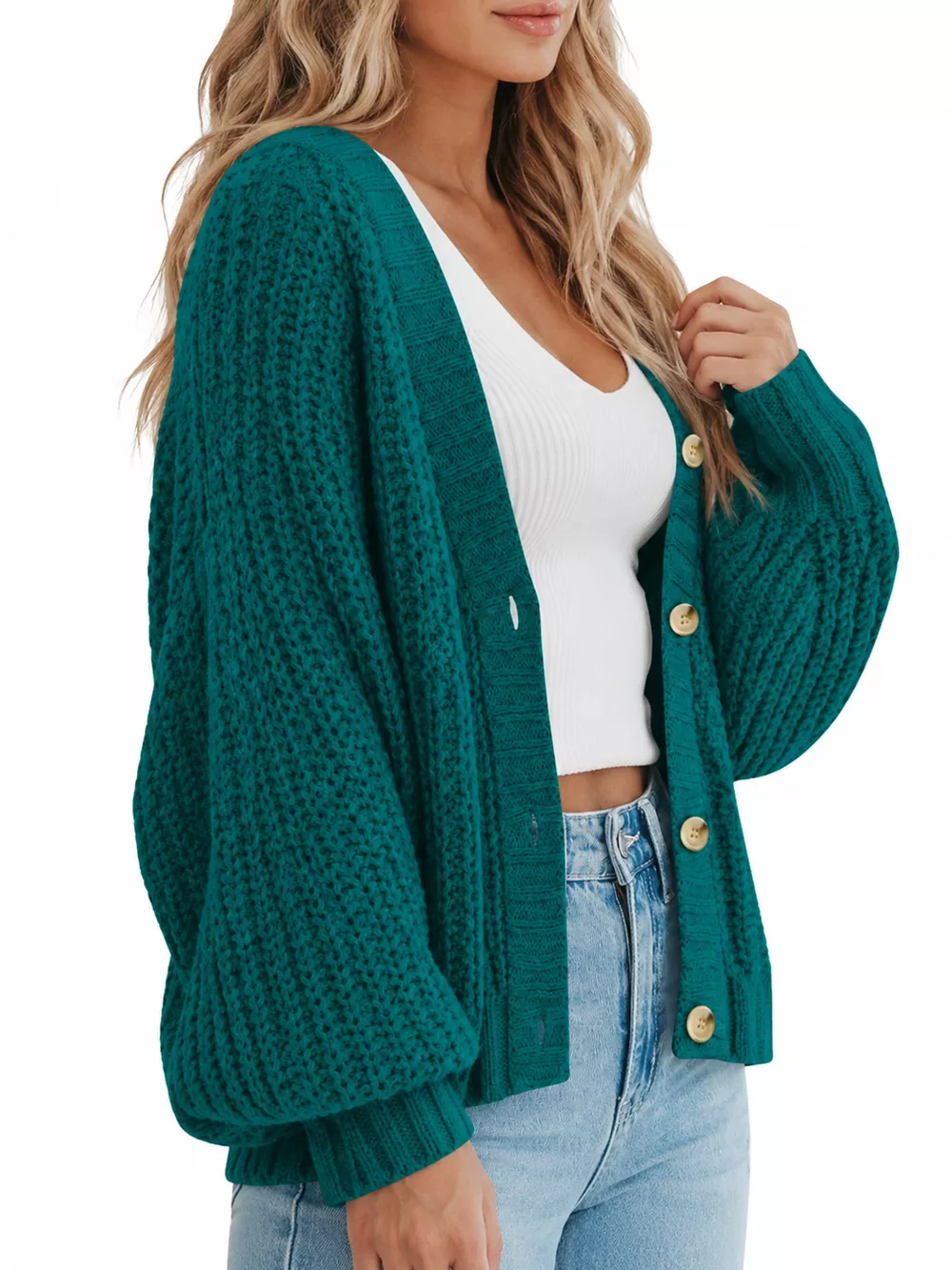 Full Size Chunky Knit Button-Down Cardigan Plus Size, image 26