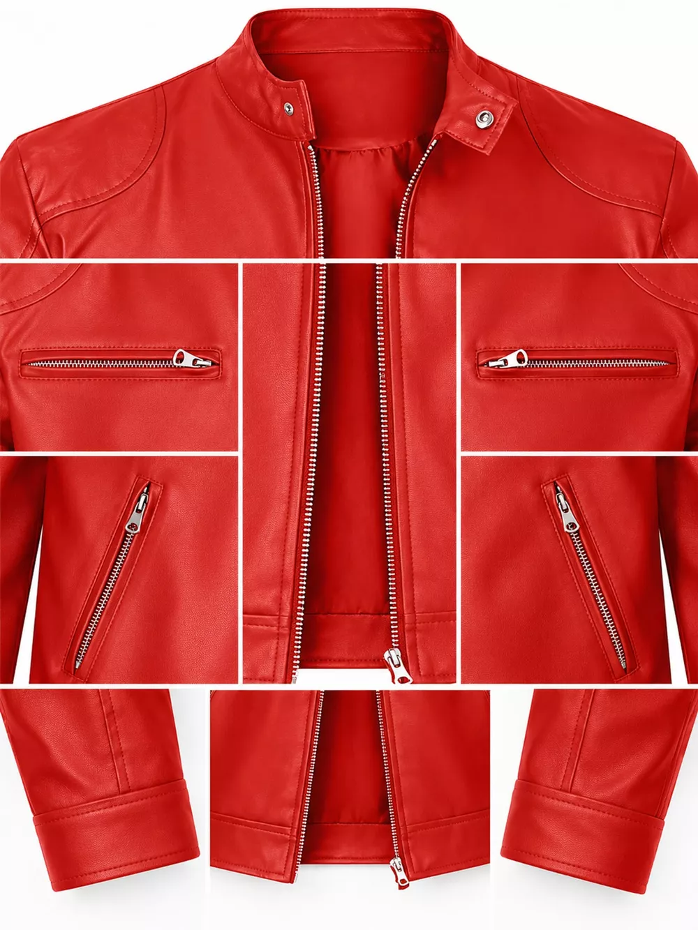 Men's Full Size Faux Leather Zip Up Jacket Plus Size, image 18