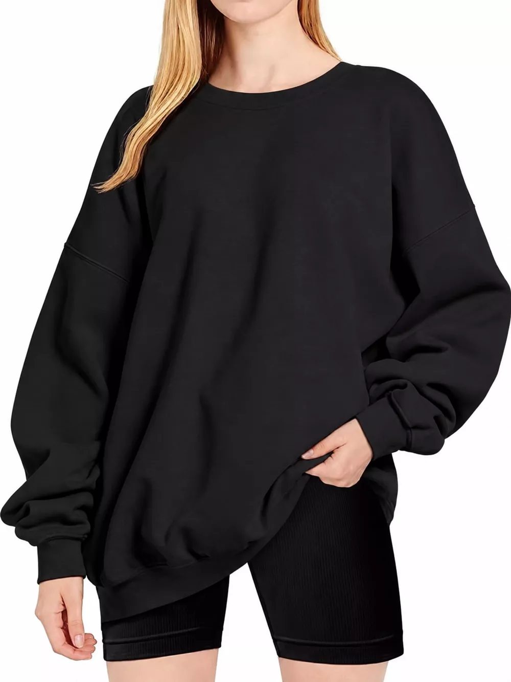 Full Size Crew Neck Dropped Shoulder Sweatshirt Plus Size, image 9