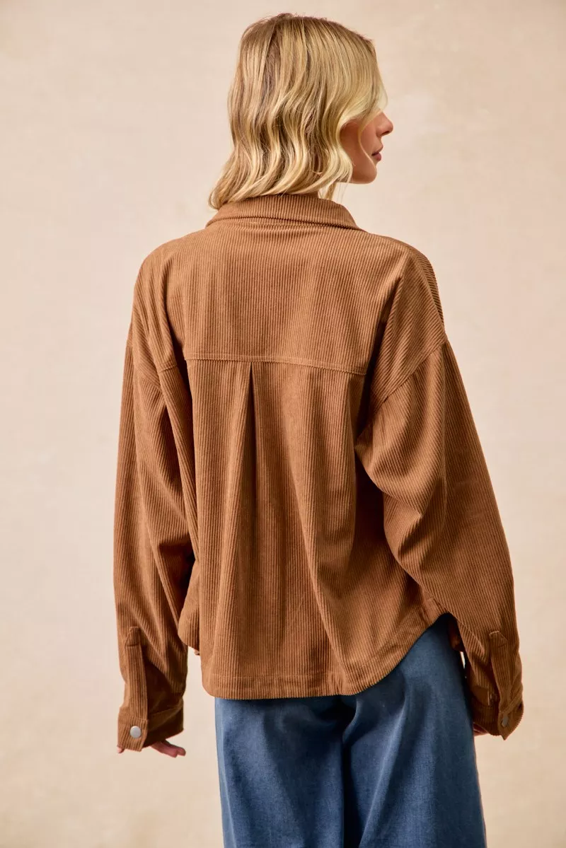 Corduroy Relaxed Fit Shacket with Back Pleat, image 20