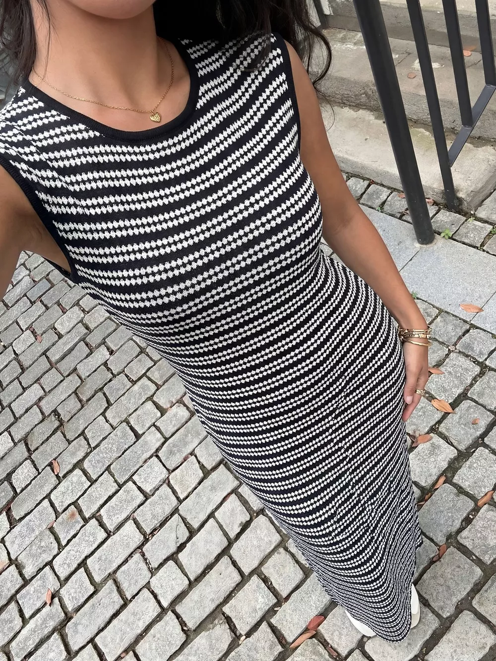 Striped Sleeveless Bodycon Knit Maxi Dress, image 2