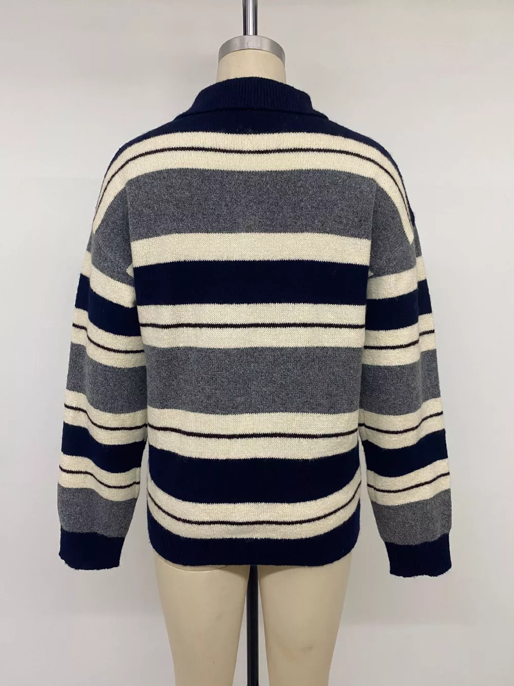 Striped Long Sleeve Button Detail Sweater, image 12