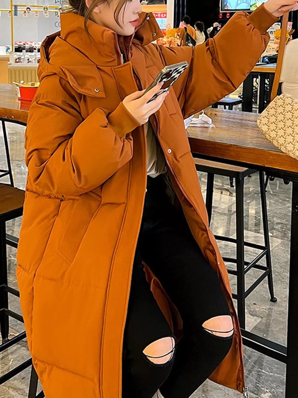Plus Size Oversized Hooded Longline Puffer Coat, image 28