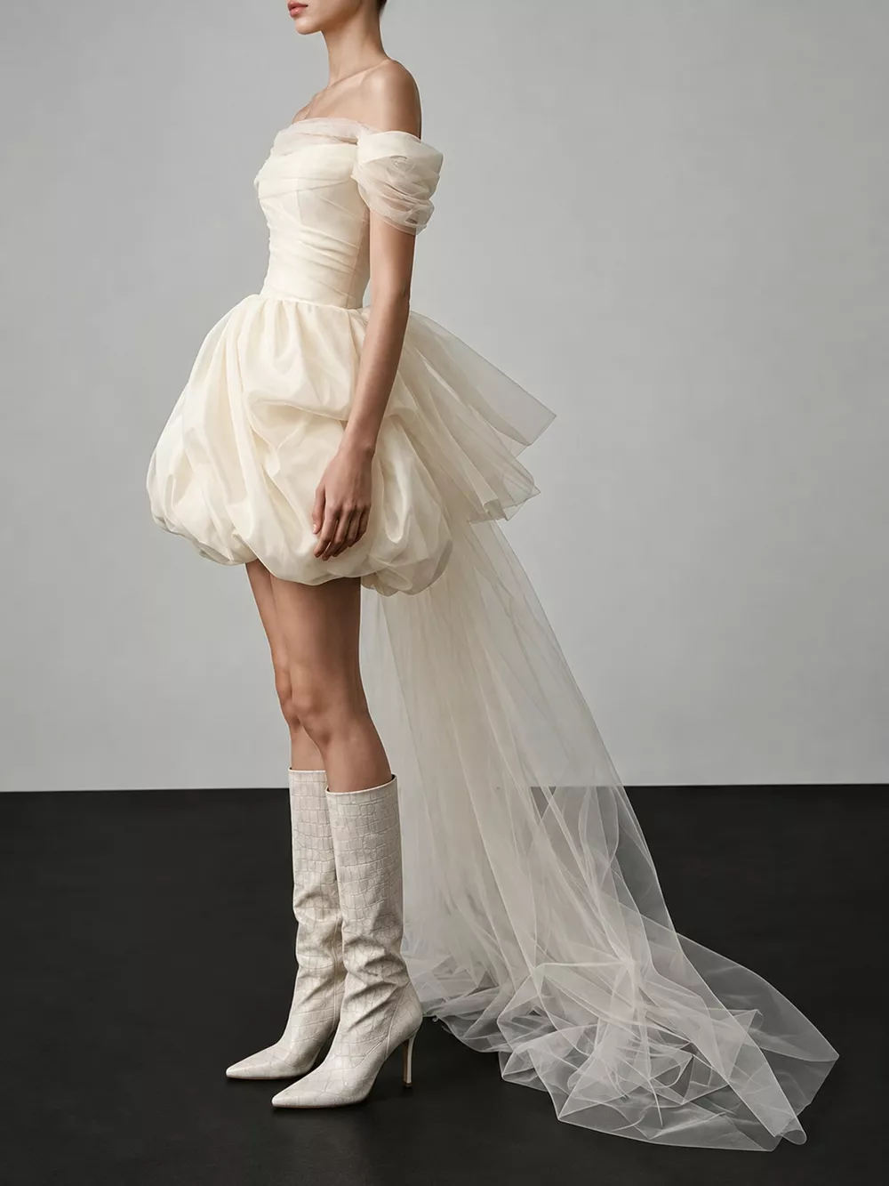 Full Size Off-Shoulder Tulle Bubble Mini Dress Plus Size, image 11