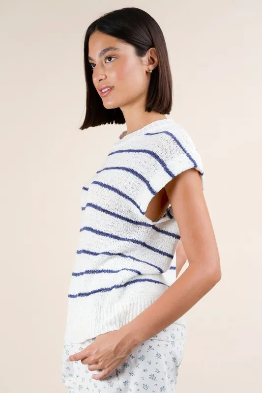 Striped Knit Sweater Vest Top, image 4