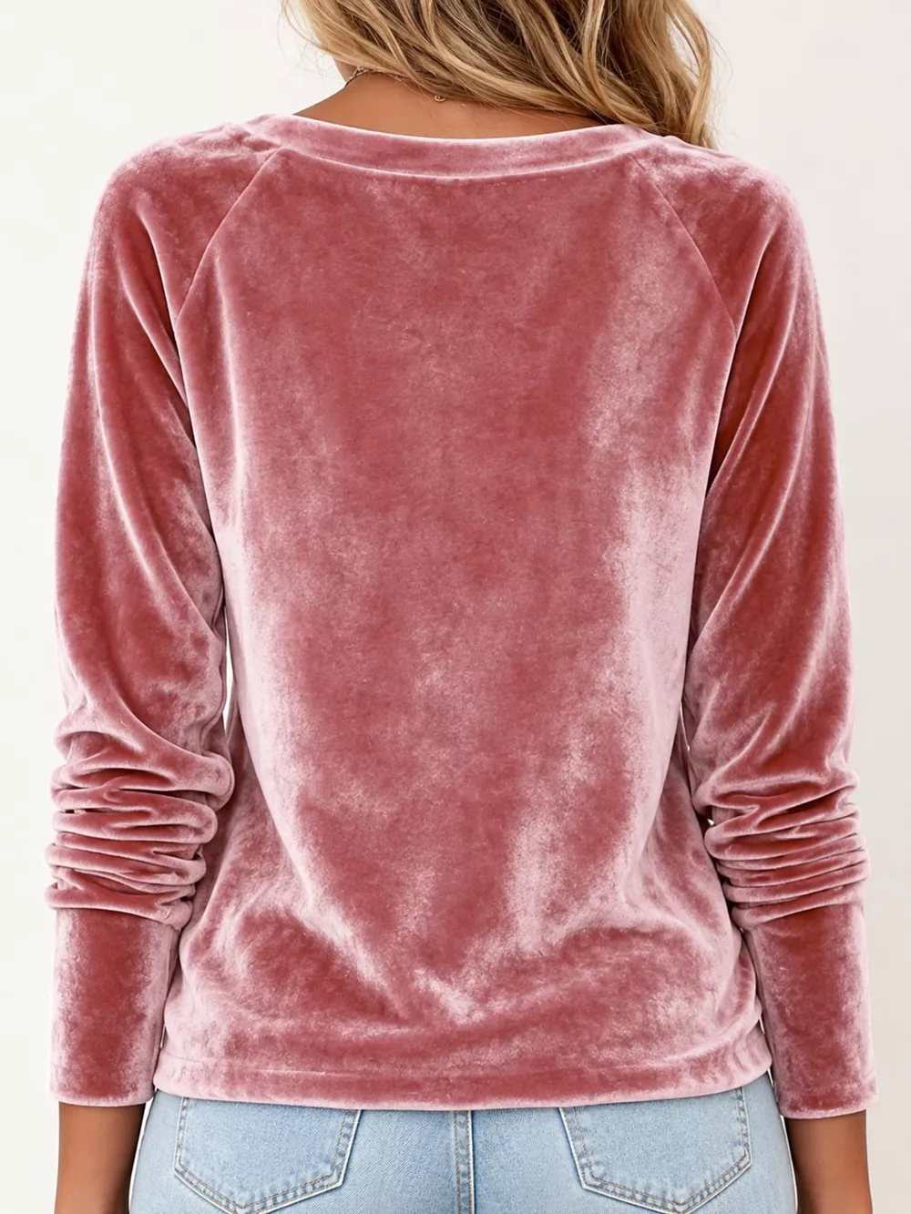 Full Size Velvet Cowl Neck Long Sleeve T-Shirt Plus Size, image 25