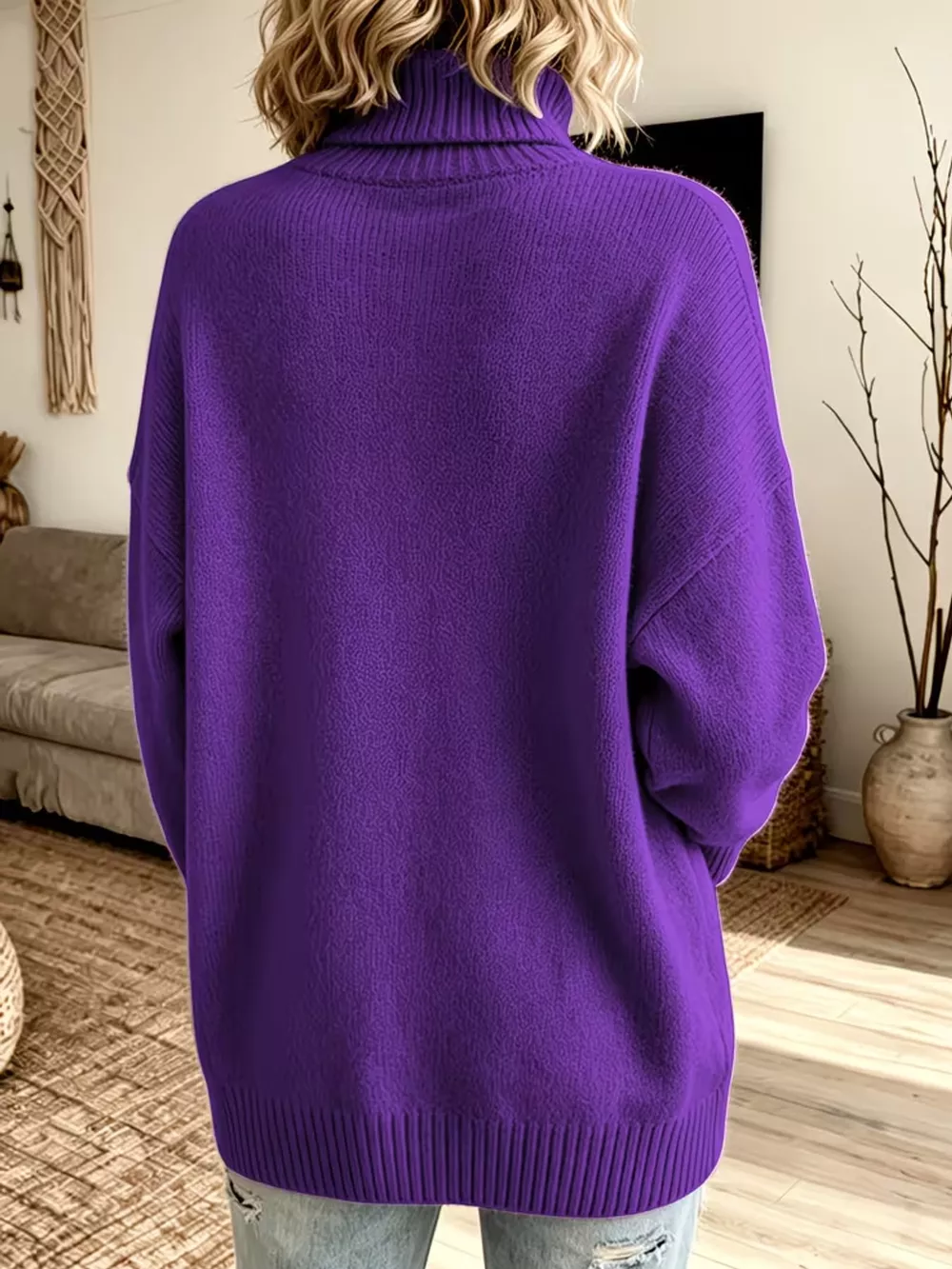 Turtleneck Dropped Shoulder Sweater, image 8