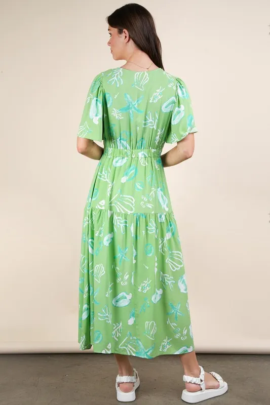 Printed V-Neck Resort Midi Dress, image 6