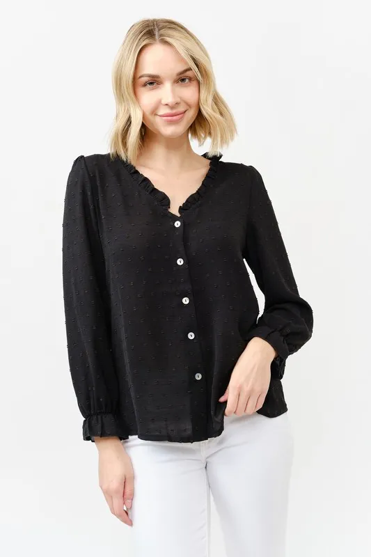 Polka Dot Ruffle Detailed Blouse Top, image 9