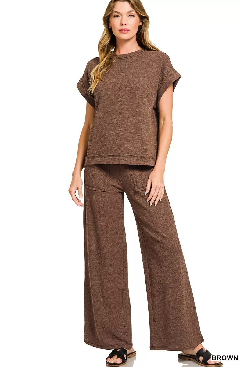 Cotton Slub Short Sleeve Tee and Pants Set