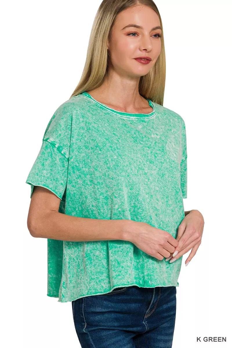 Halo Washed Cotton Short Sleeve Top, image 2