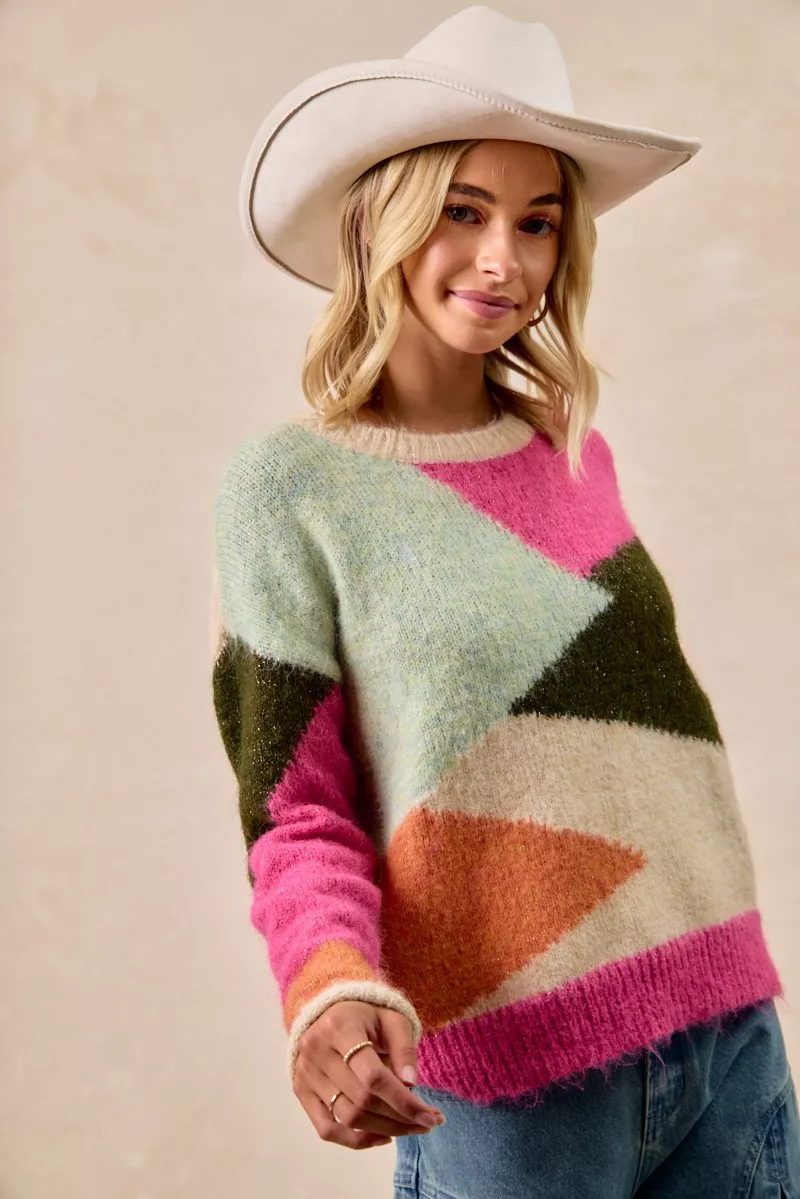 Multi Color Block Sweater Top, image 8