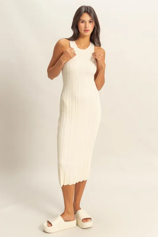 Round Neck Bodycon Ribbed Knit Dress, image 4