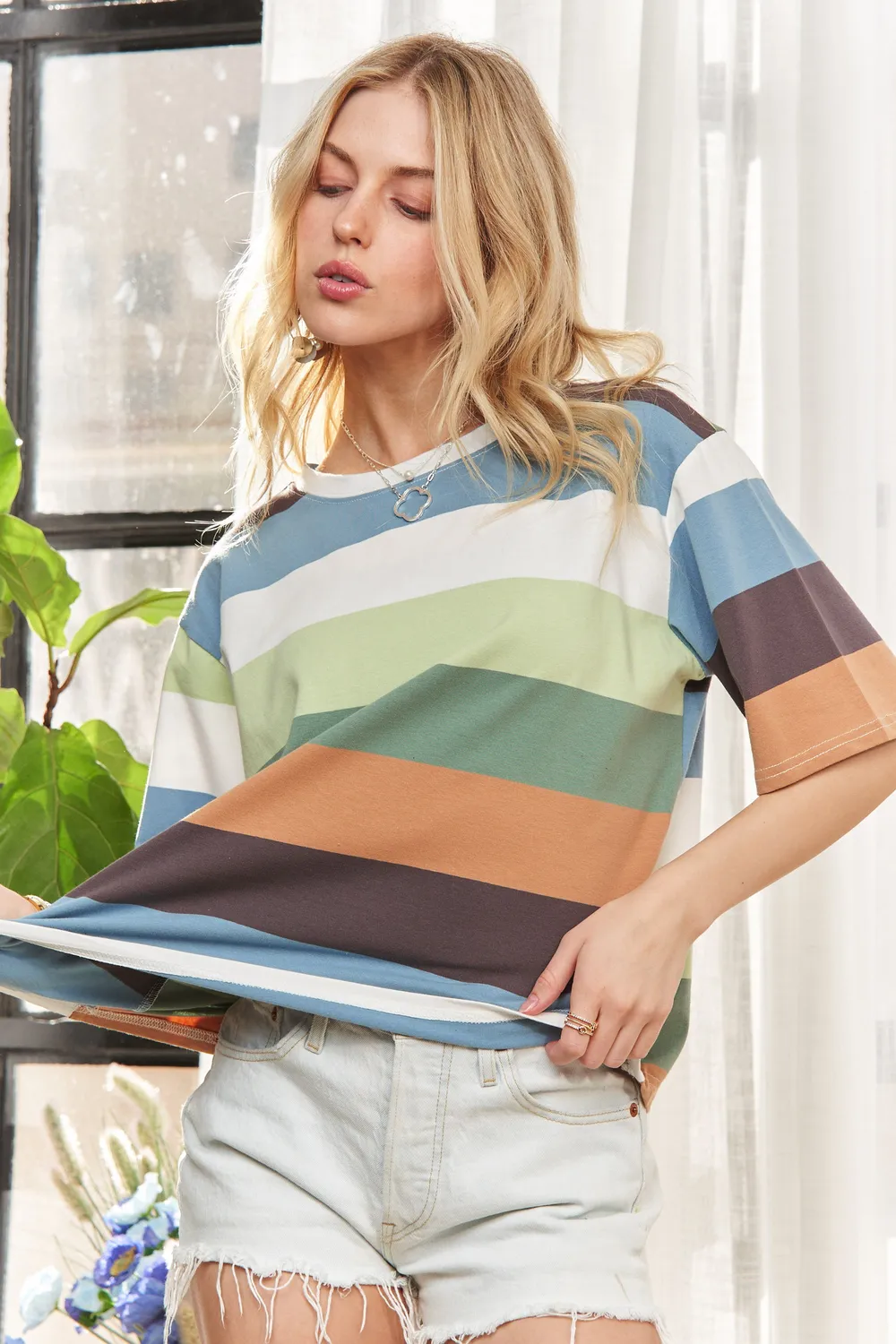 Multi Color Stripe Casual Top, image 4