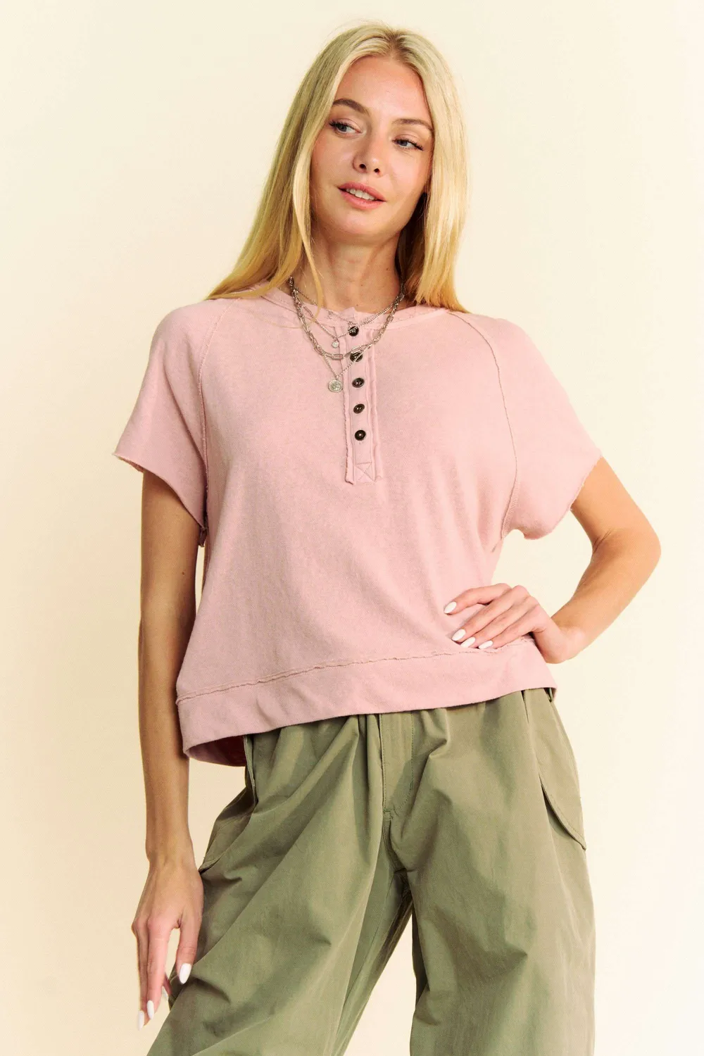 Breezy Knit Fabric Short Sleeve T-shirt Top