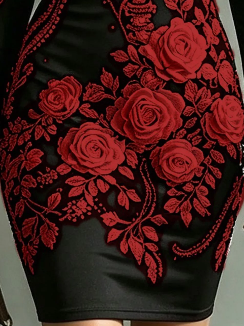Skeleton Floral Long Sleeve Bodycon Dress, image 8