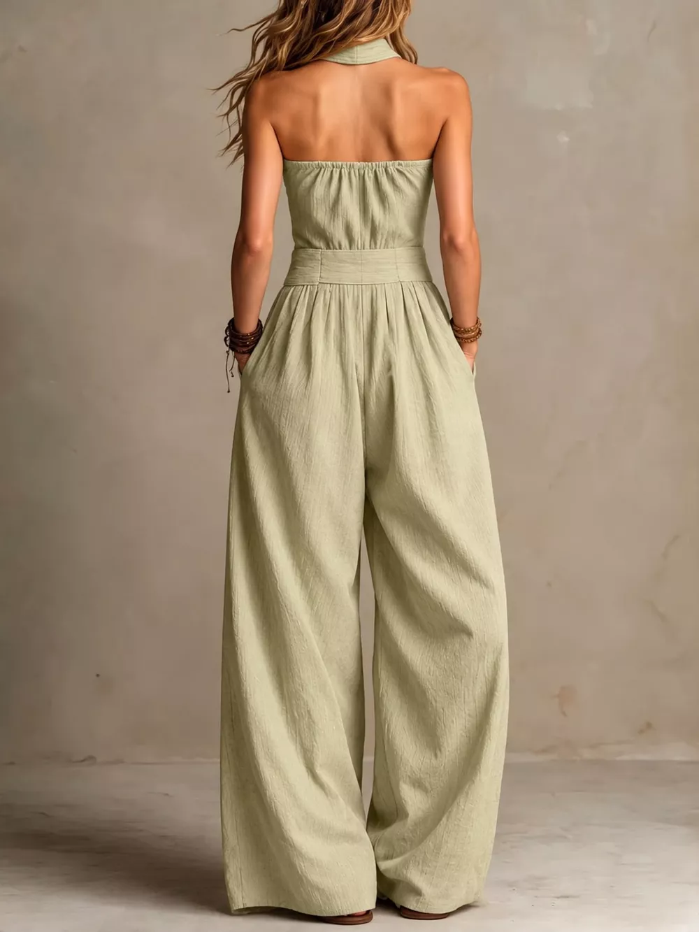 Full Size Halter Neck Wide-Leg Jumpsuit Plus Size, image 54