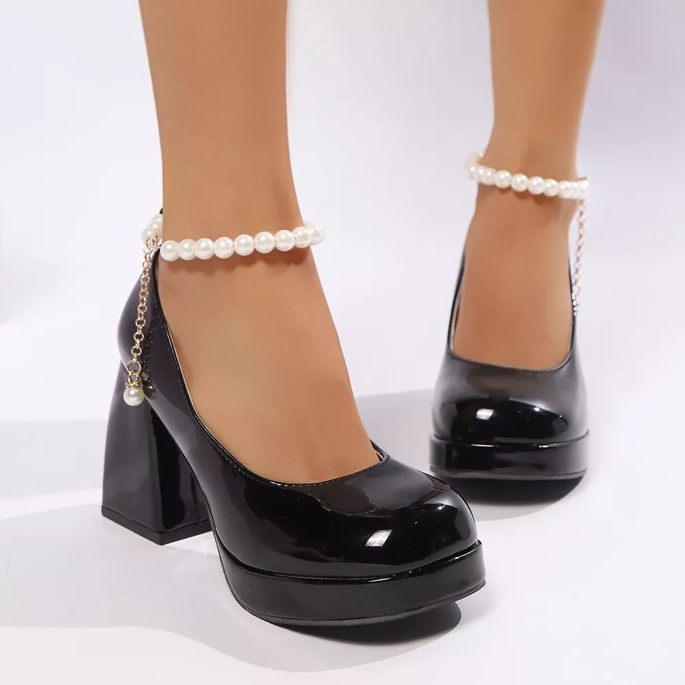 Round Toe Block Heels Pumps, image 4