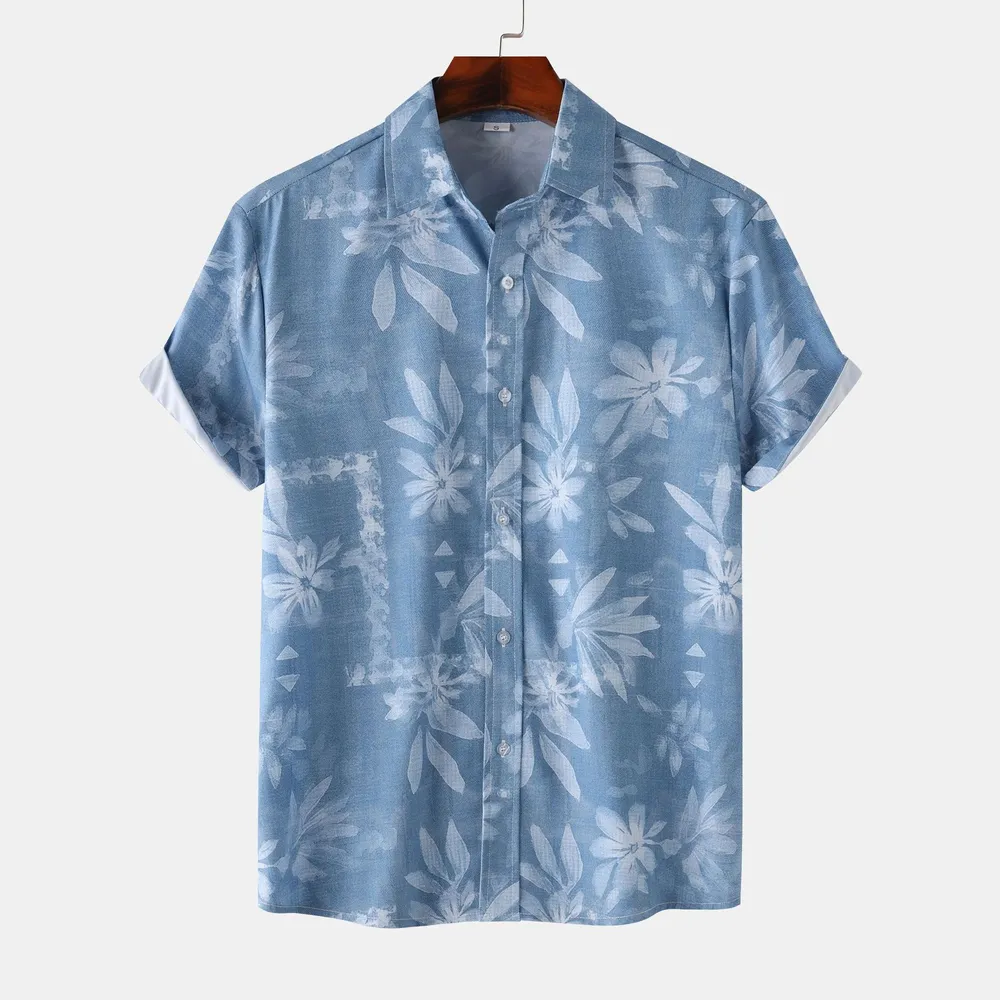Men's Print Short Sleeve Button-Up Shirt