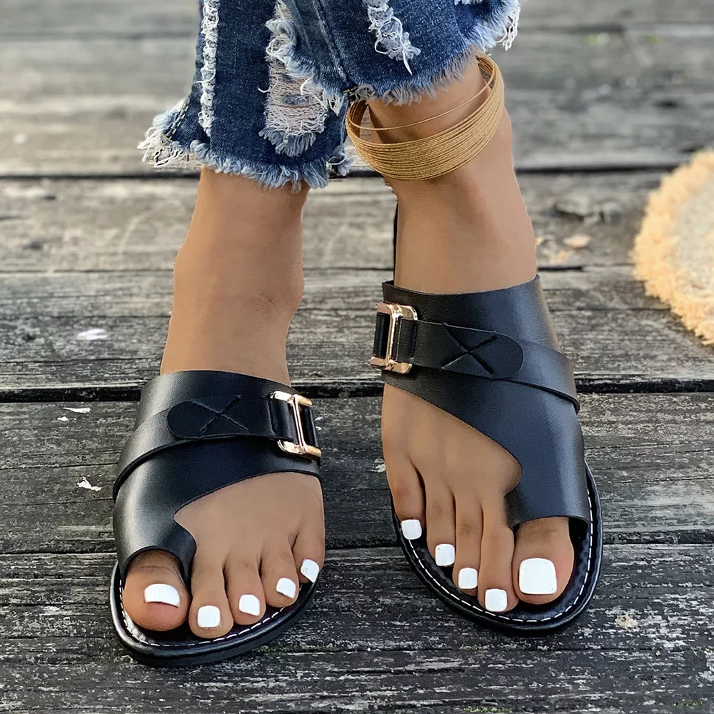 Toe Loop Buckle Decor Sandals, image 6