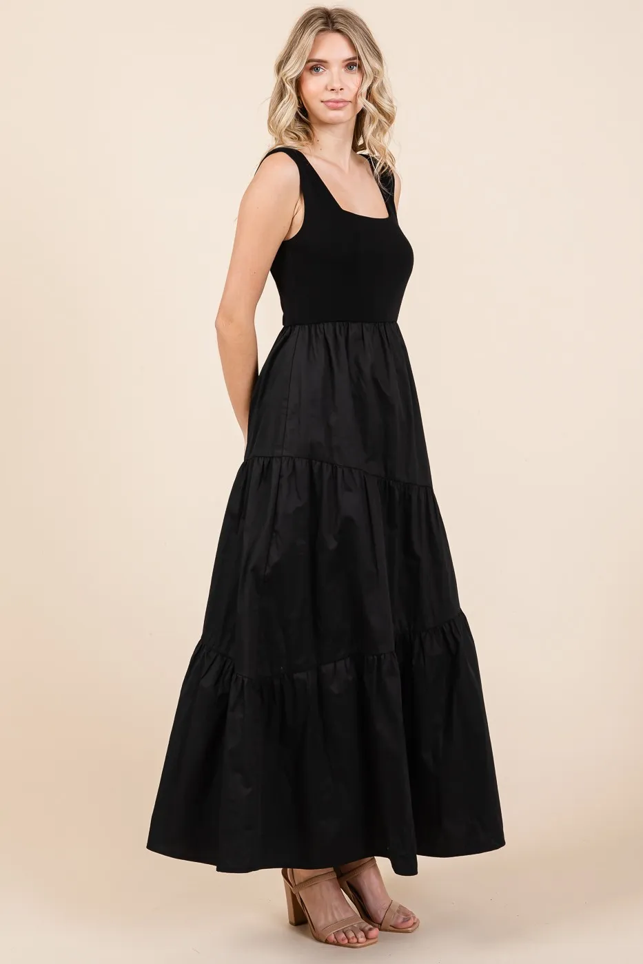 Mix Media Square Neck Maxi Dress, image 3
