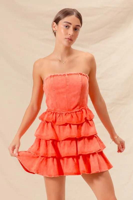 Strapless Ruffle Layered Game Day Cheer Up Dress, image 4