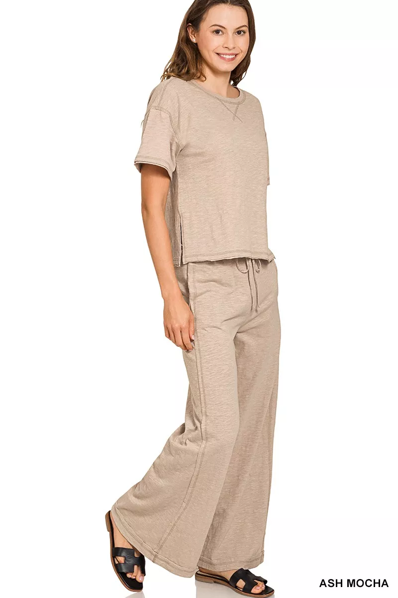 Cotton Slub Short Sleeve Tee and Pants Set, image 3