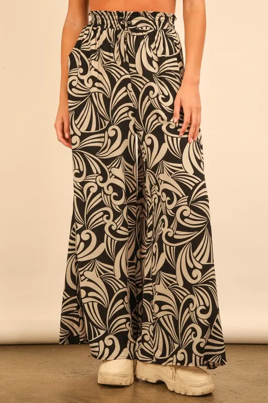 Full Size Printed Wide Leg Pants Plus Size