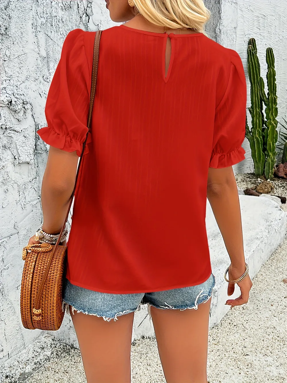 Round Neck Puff Sleeve Blouse, image 10