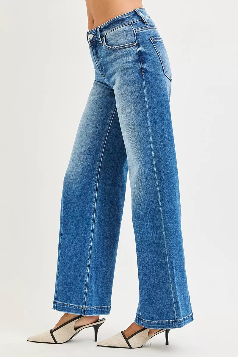 Full Size Mid Rise Wide Leg Jeans with Flared Look Plus Size, image 2