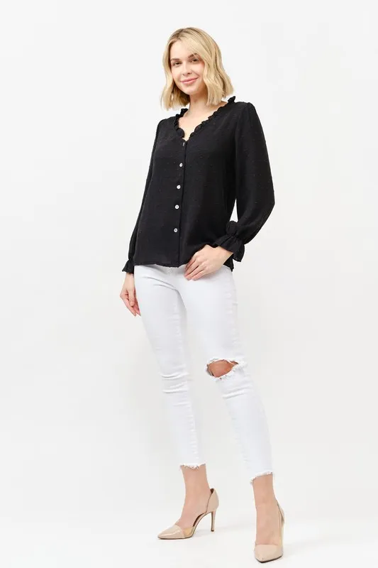 Polka Dot Ruffle Detailed Blouse Top, image 2