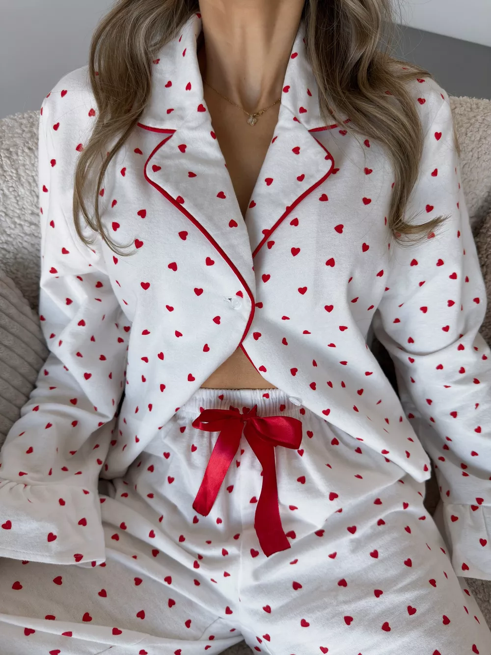 Heart Print Long Sleeve Top and Pants Lounge Set, image 6
