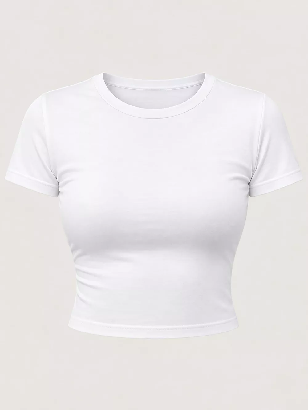 Slim Fit Basic Crew Neck Short Sleeve Crop T-Shirt, image 4