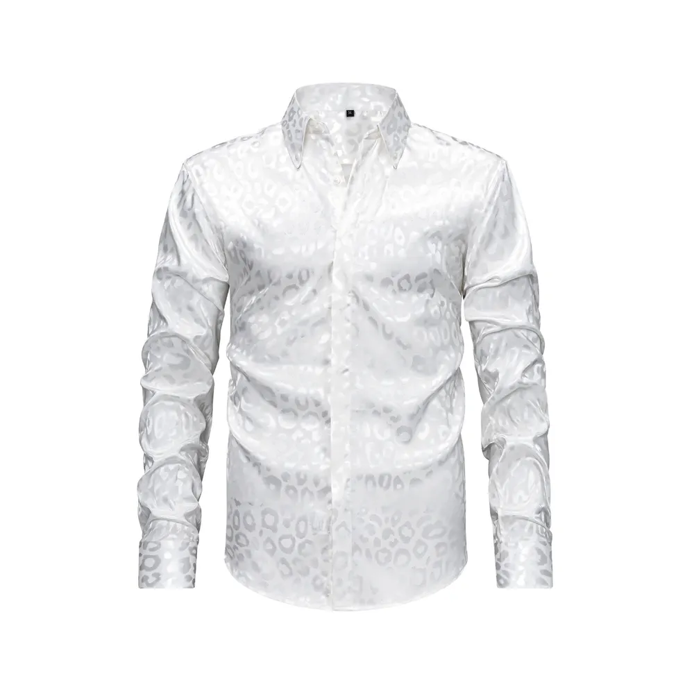 Men's Full Size Leopard Button Down Satin Shirt Plus Size, image 7