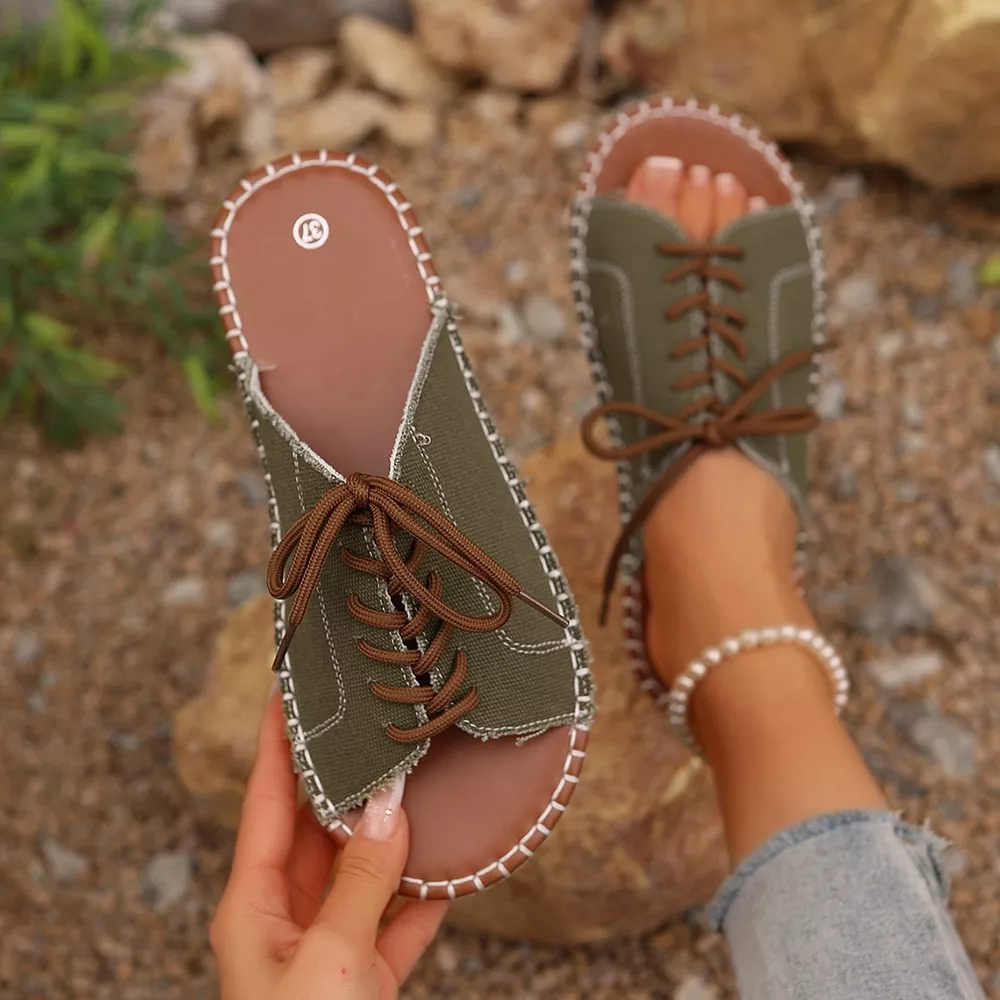 Open Toe Lace Up Sandals, image 3