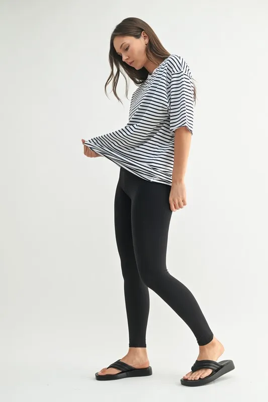 Coastal Cotton Striped Oversized Crewneck T-Shirt, image 6