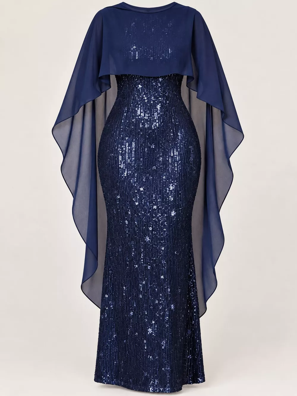 Sequin Cape Overlay Evening Dress, image 18